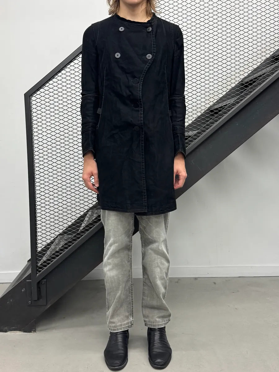 1990s Marithé + François Girbaud Black Blend Multi-Pocket Long Coat bbKydDl 1