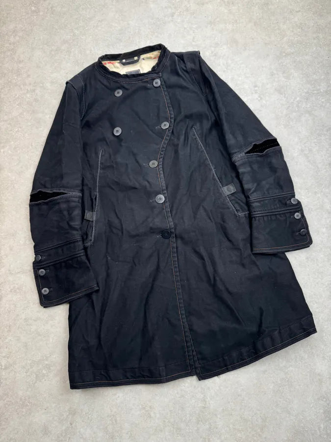 1990s Marithé + François Girbaud Black Blend Multi-Pocket Long Coat bbKydDl 4