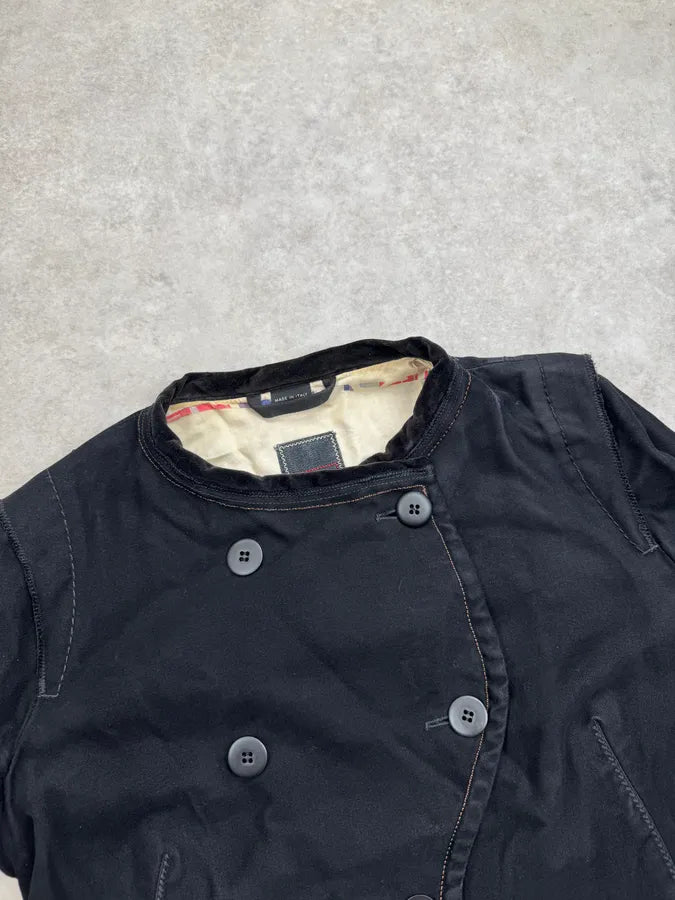 1990s Marithé + François Girbaud Black Blend Multi-Pocket Long Coat bbKydDl 5
