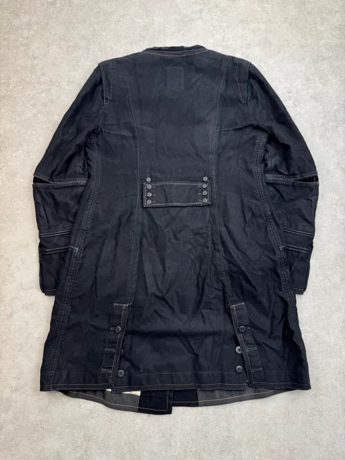 1990s Marithé + François Girbaud Black Blend Multi-Pocket Long Coat bbKydDl 6