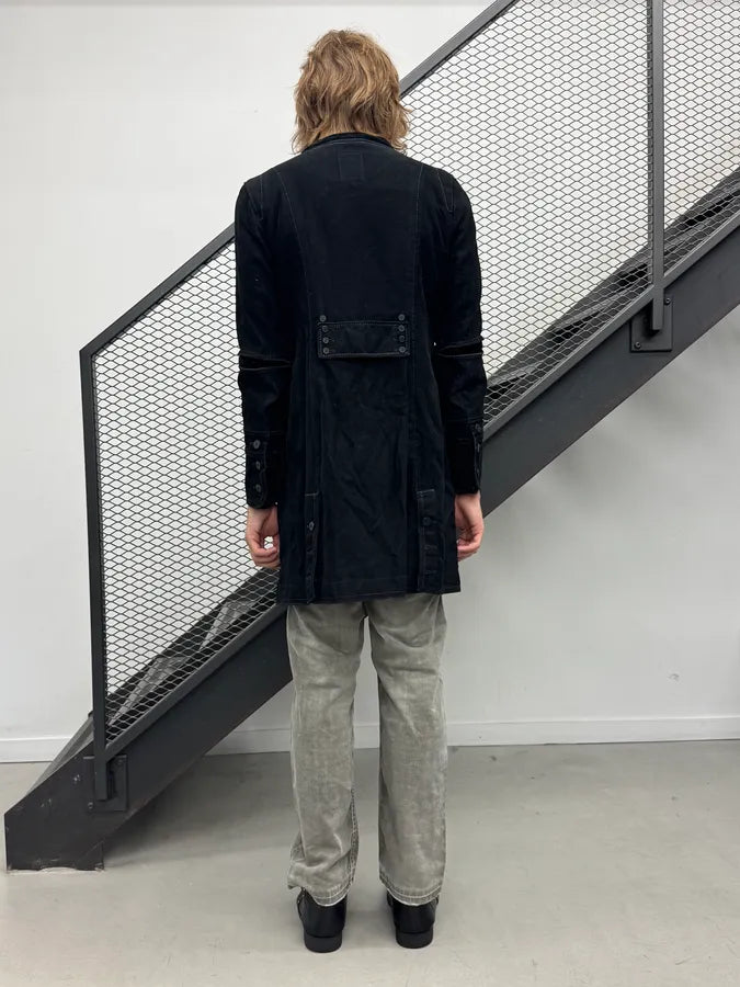 1990s Marithé + François Girbaud Black Blend Multi-Pocket Long Coat bbKydDl 2