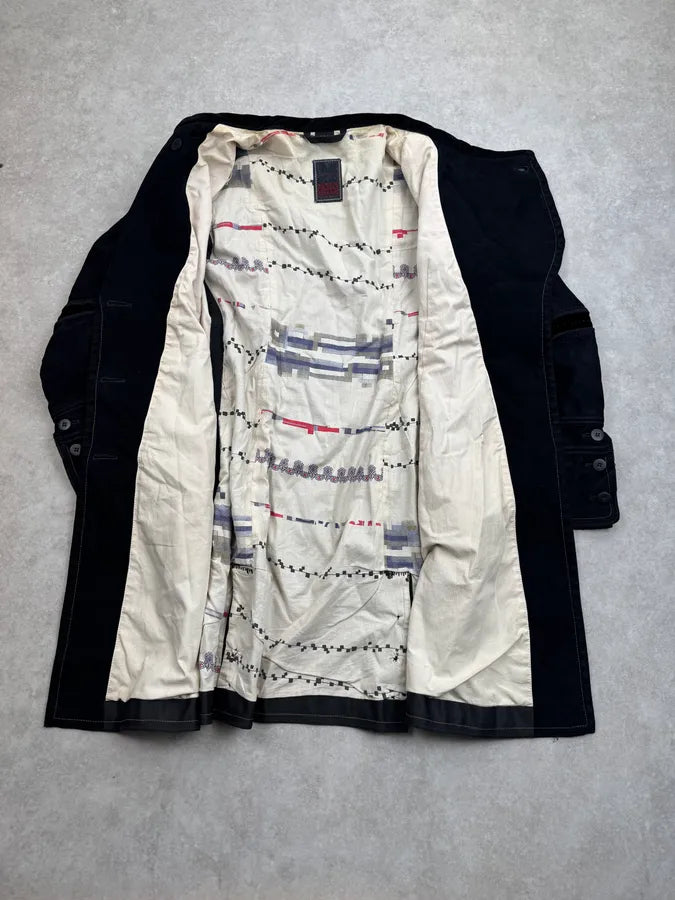 1990s Marithé + François Girbaud Black Blend Multi-Pocket Long Coat bbKydDl 8