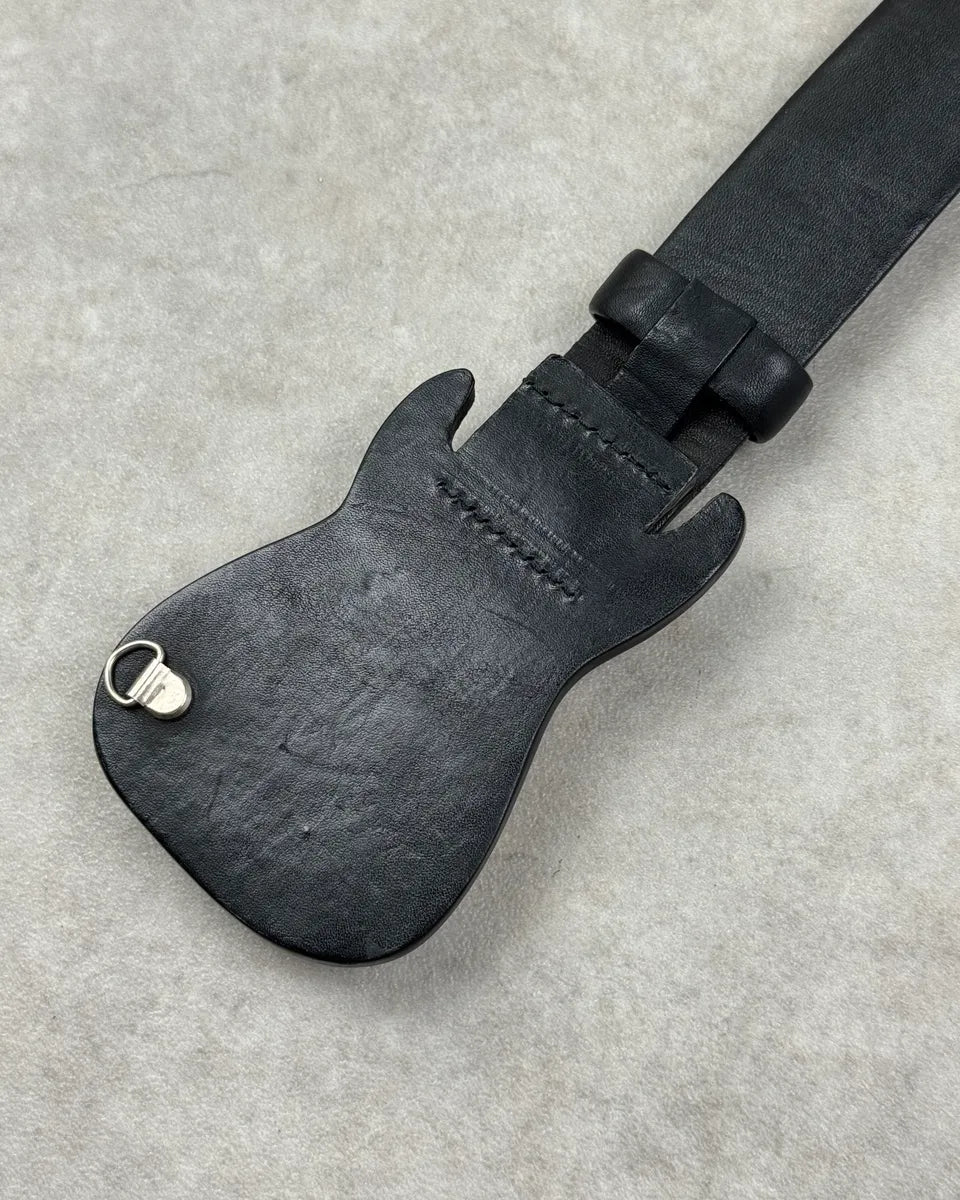 1990s Marithé & François Girbaud Black Leather Guitar Buckle Belt AMsDZrS 6