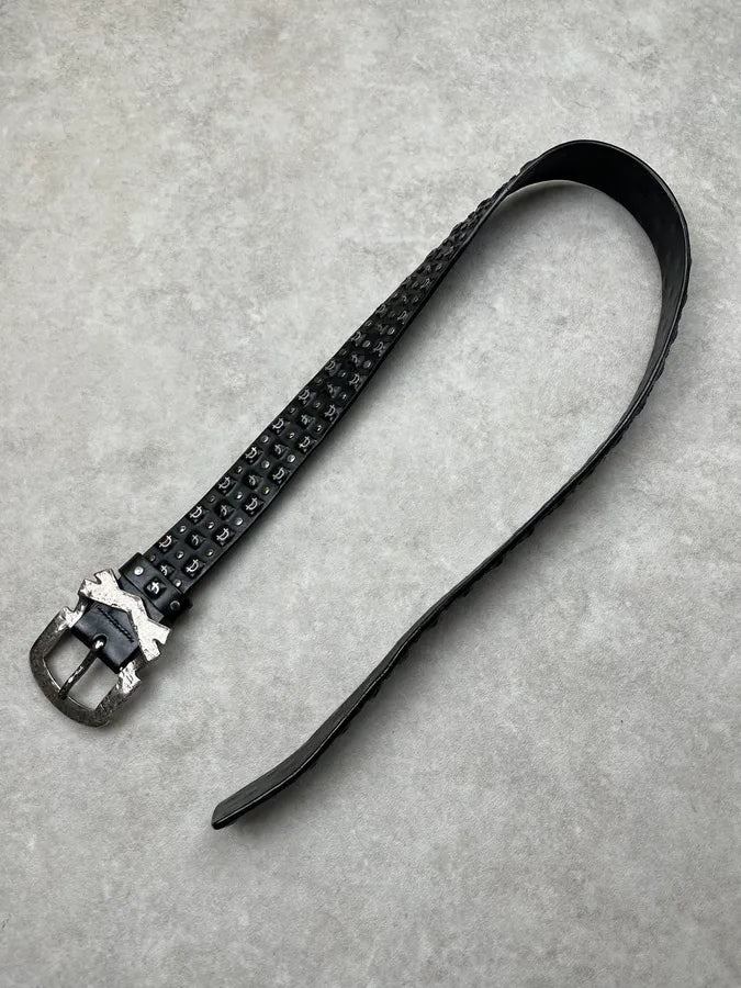 1990s Marithé + François Girbaud Black Leather Studded Belt fcnrcBf 2