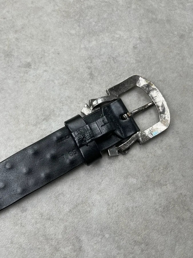1990s Marithé + François Girbaud Black Leather Studded Belt fcnrcBf 6