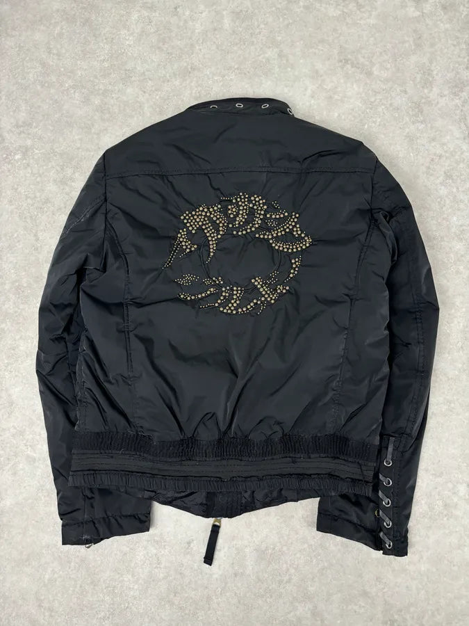 2000s Marithé + François Girbaud Black Nylon Studded Skull Puffer Jacket  efXaSkQ 4