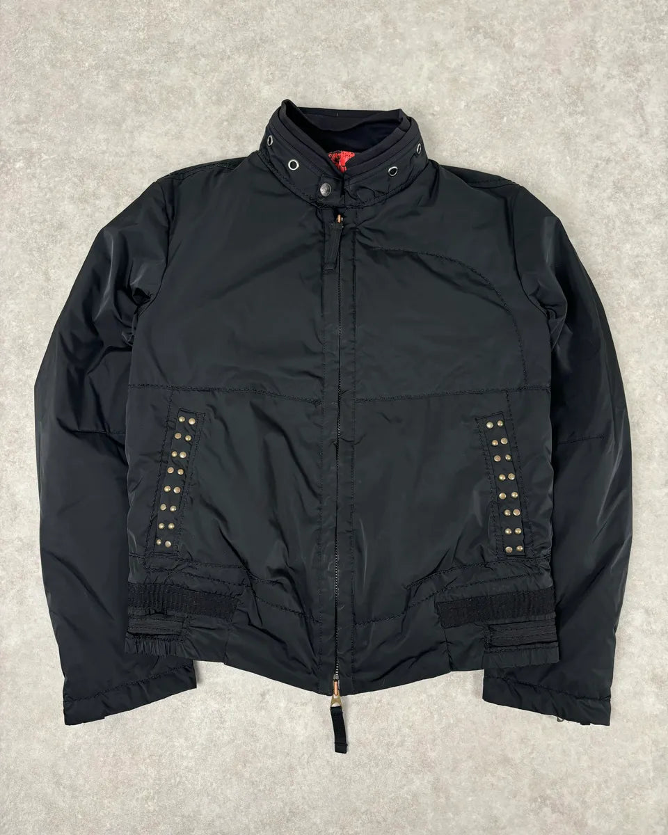 2000s Marithé + François Girbaud Black Nylon Studded Skull Puffer Jacket  efXaSkQ 0