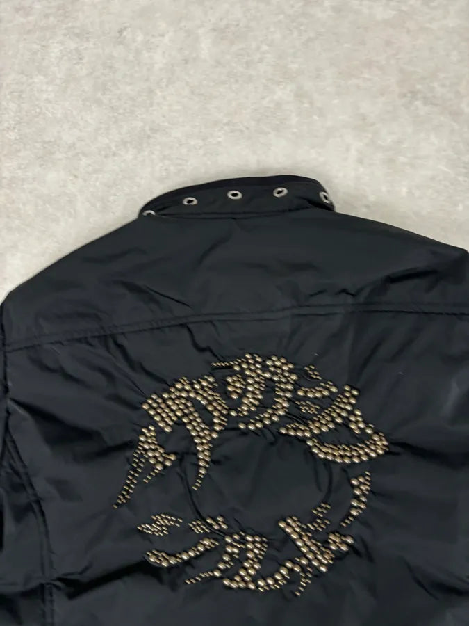 2000s Marithé + François Girbaud Black Nylon Studded Skull Puffer Jacket  efXaSkQ 5