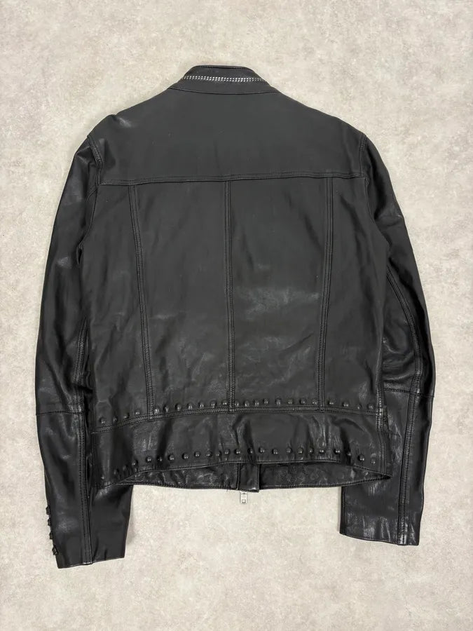 2000s Marithé + François Girbaud Black Studded Biker Leather Jacket iXSIFCn 5