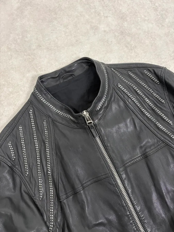 2000s Marithé + François Girbaud Black Studded Biker Leather Jacket iXSIFCn 4