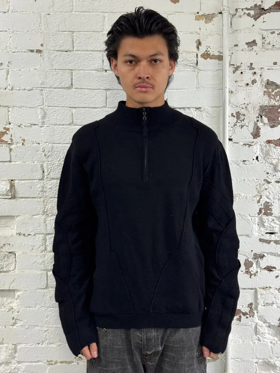 1990s Marithé + François Girbaud Black Wool Zip-up Sweater AFMZYnV 1