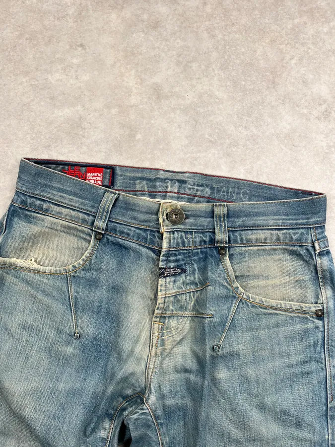 SS2005 Marithé + François Girbaud Blue Denim Distressed Jeans Vztityt 5