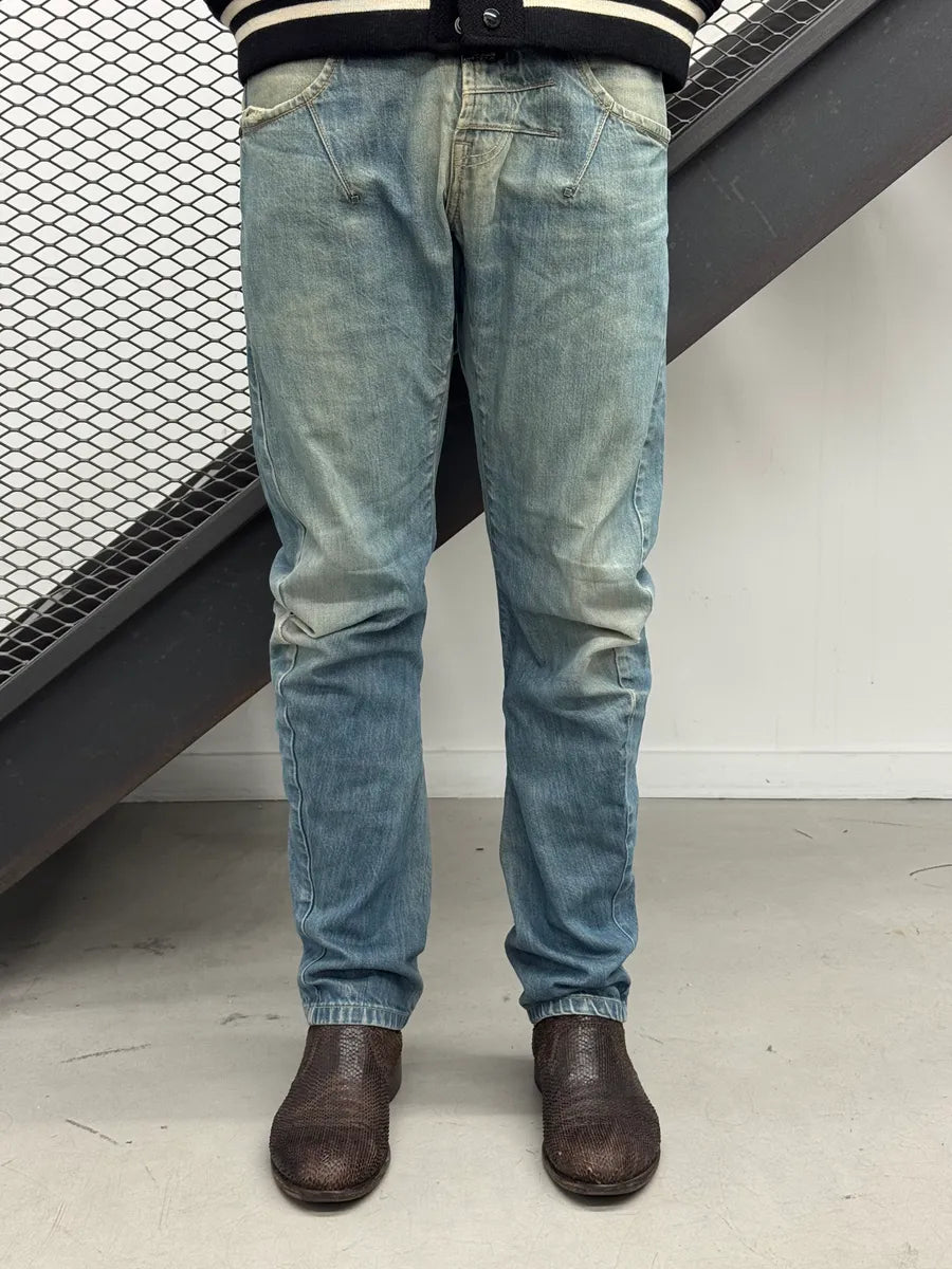 SS2005 Marithé + François Girbaud Blue Denim Distressed Jeans Vztityt 0