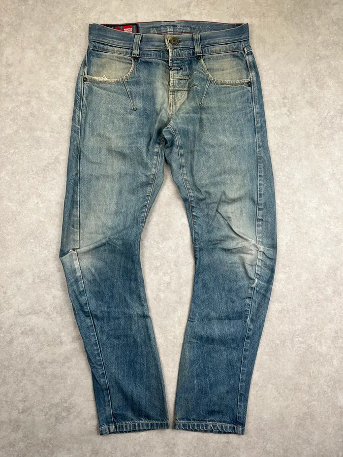 SS2005 Marithé + François Girbaud Blue Denim Distressed Jeans Vztityt 3