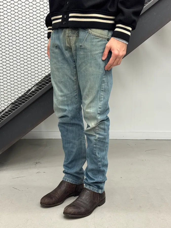 SS2005 Marithé + François Girbaud Blue Denim Distressed Jeans Vztityt 1