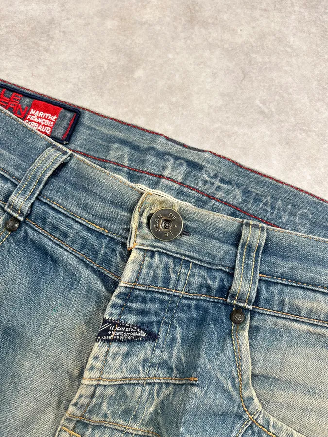 SS2005 Marithé + François Girbaud Blue Denim Distressed Jeans Vztityt 8