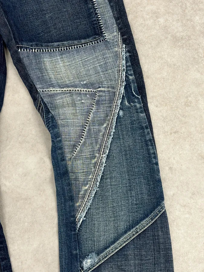 2000s Marithé + François Girbaud Multi-Patchwork Design Blue Denim Jeans  rURNFOS 9
