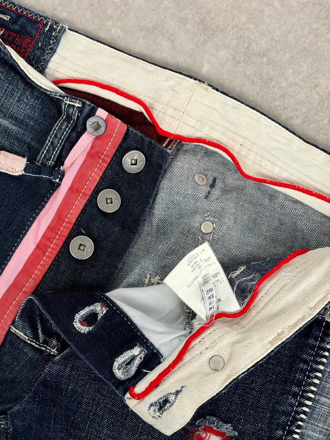 2000s Marithé + François Girbaud Multi-Patchwork Design Blue Denim Jeans  rURNFOS 7