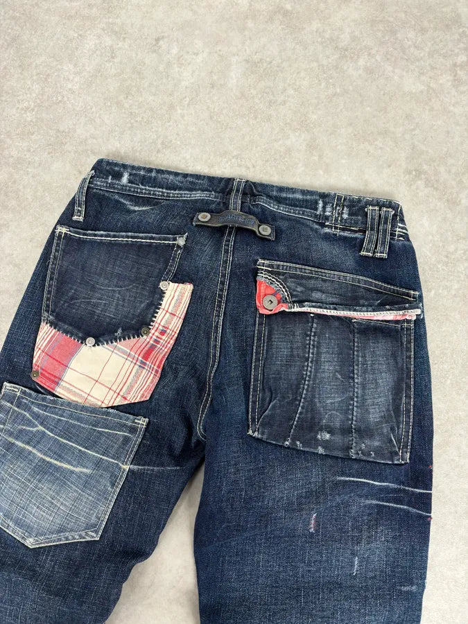 2000s Marithé + François Girbaud Multi-Patchwork Design Blue Denim Jeans  rURNFOS 6