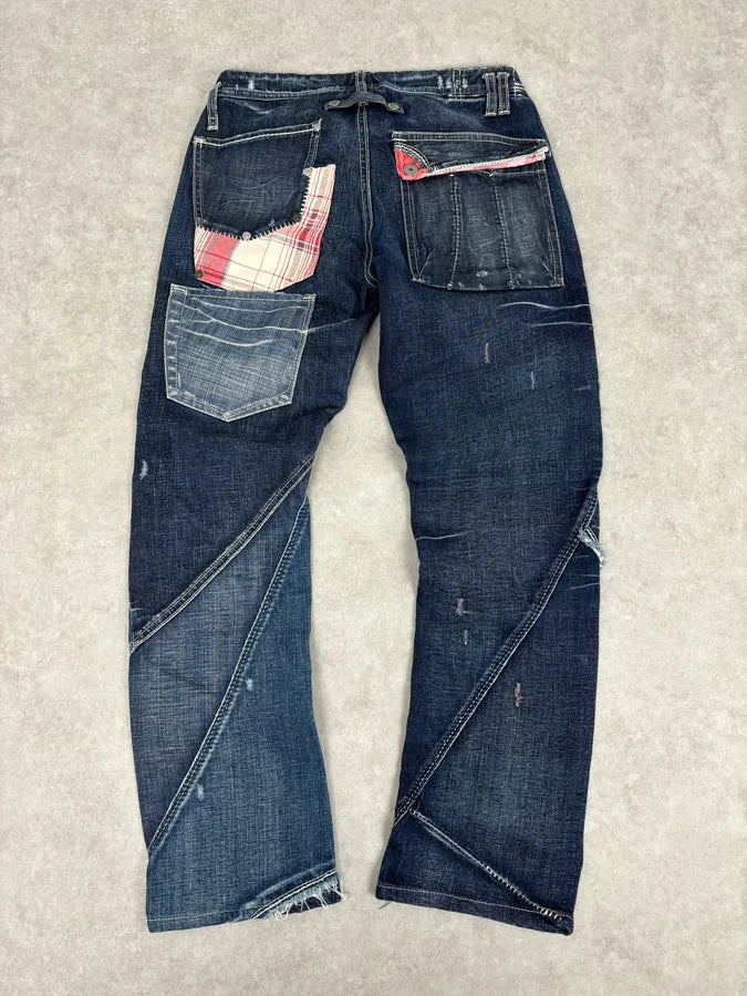 2000s Marithé + François Girbaud Multi-Patchwork Design Blue Denim Jeans  rURNFOS 5