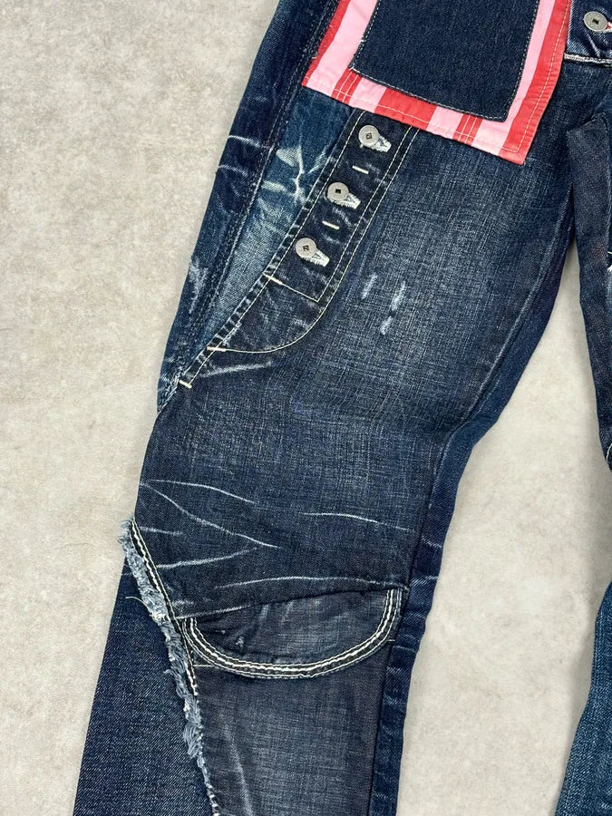 2000s Marithé + François Girbaud Multi-Patchwork Design Blue Denim Jeans  rURNFOS 8