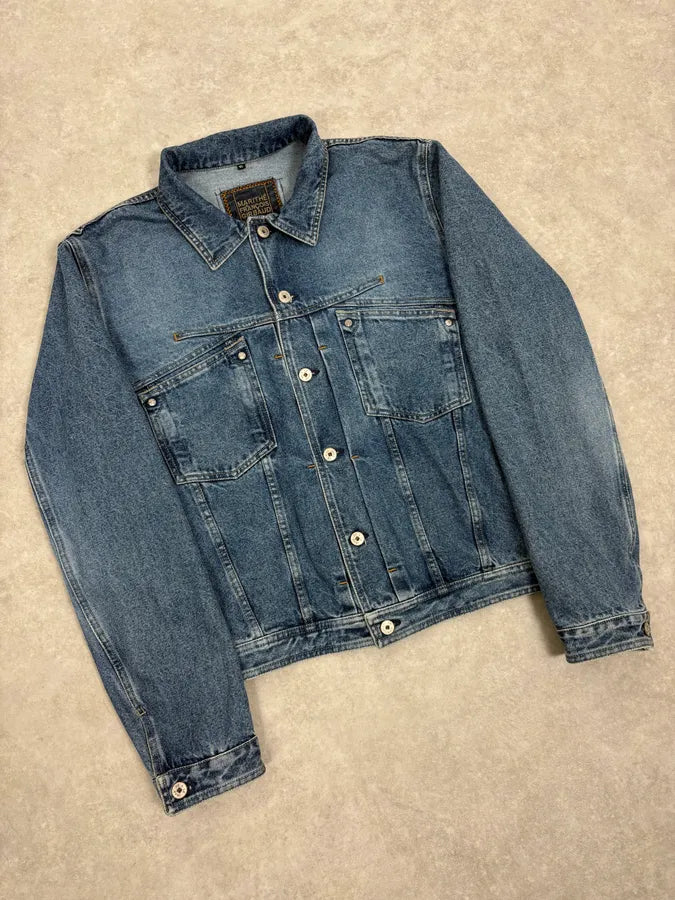 1990s Marithé + François Girbaud Blue Structured Denim Jacket zgkdBSQ 3