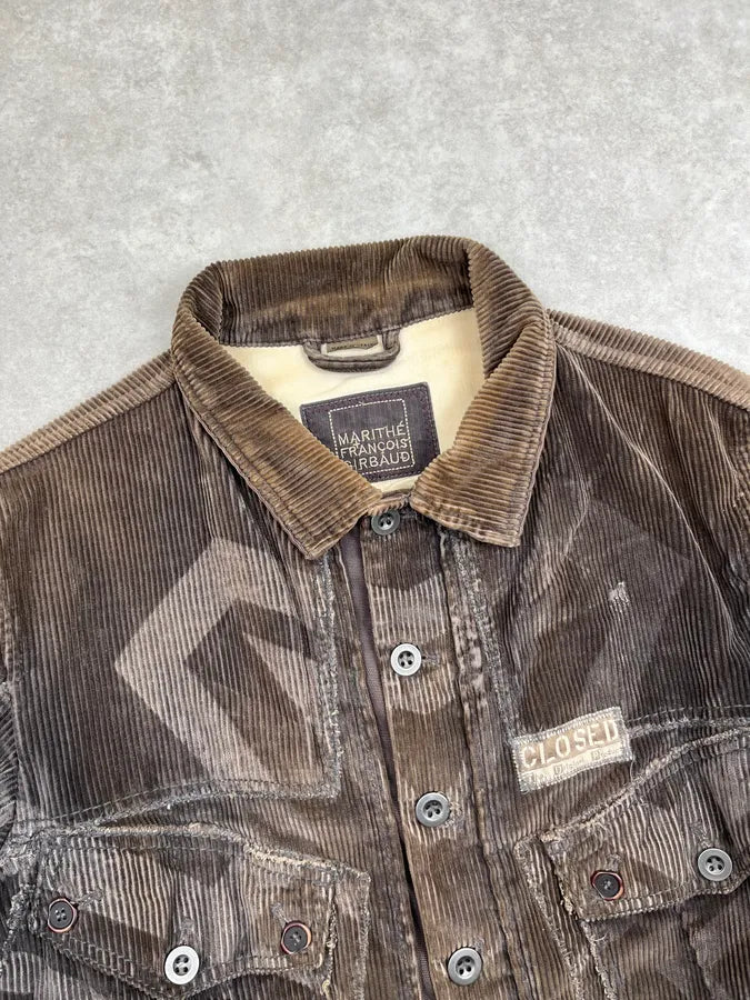 1990s Marithé + François Girbaud Closed Brown Corduroy Cargo Jacket RdhhvLr 5