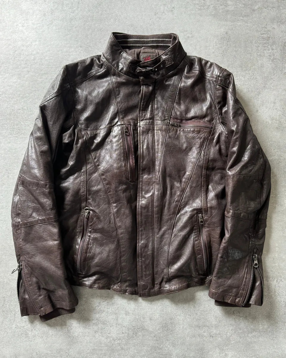 1990s Marithé + François Girbaud Brown Excellence Biker Jacket cYTtIlF 0