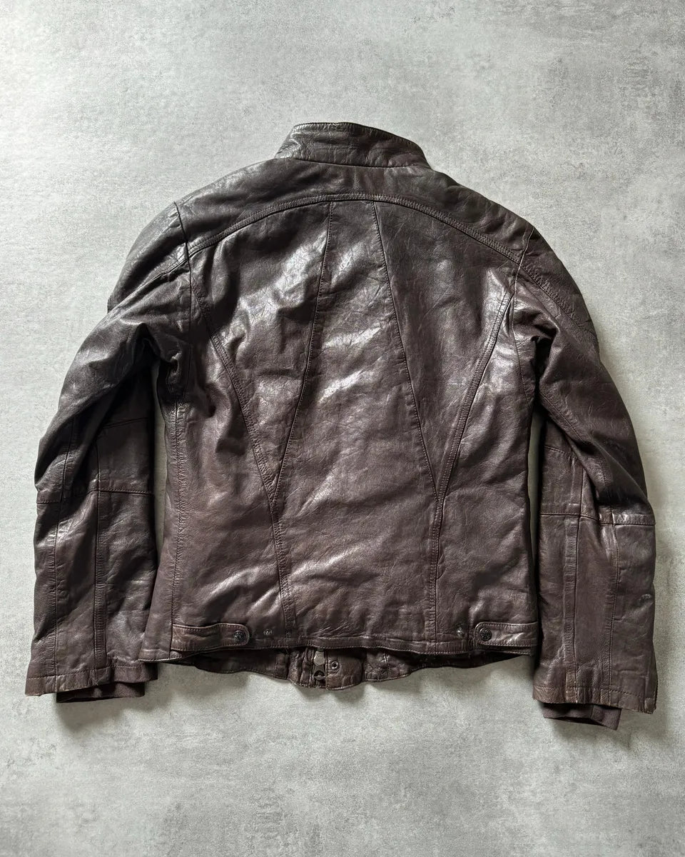 1990s Marithé + François Girbaud Brown Excellence Biker Jacket cYTtIlF 1
