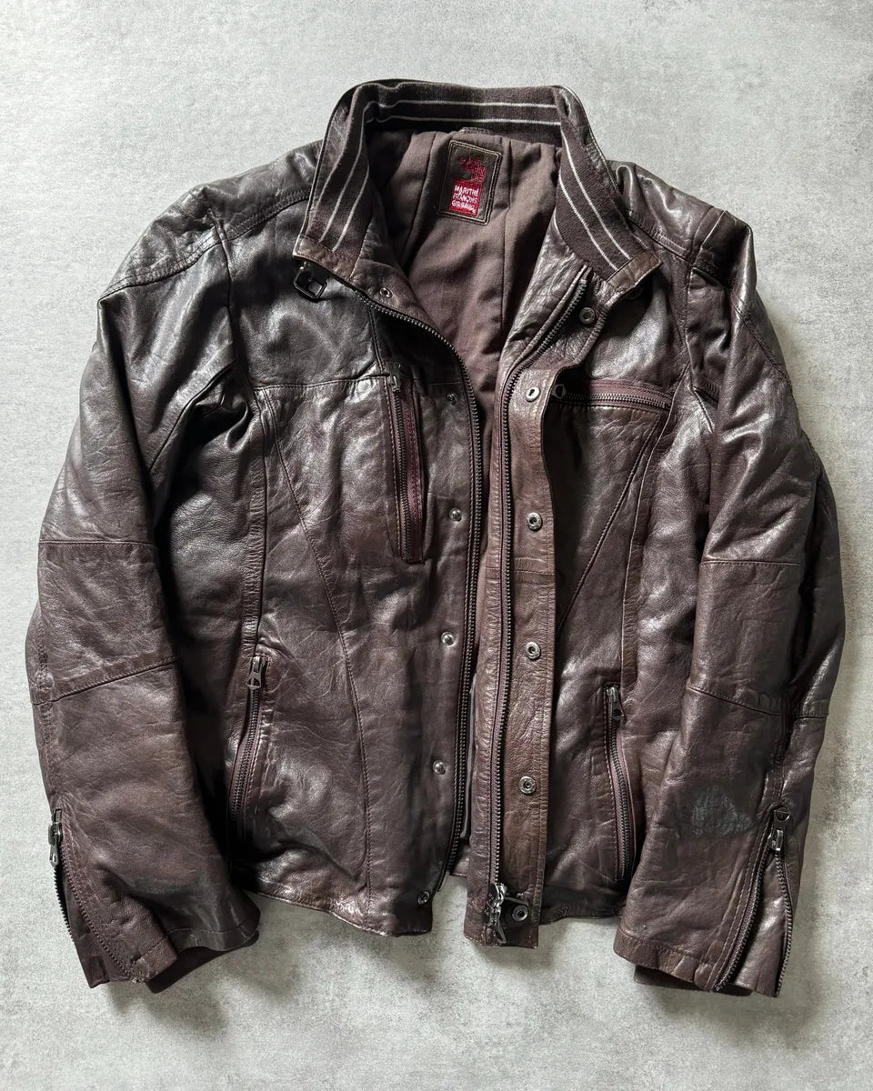 1990s Marithé + François Girbaud Brown Excellence Biker Jacket cYTtIlF 2