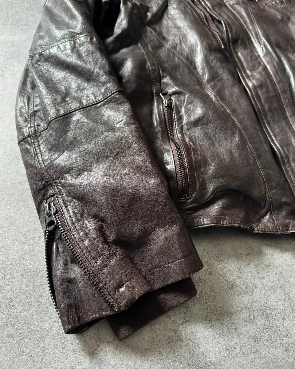 1990s Marithé + François Girbaud Brown Excellence Biker Jacket cYTtIlF 8