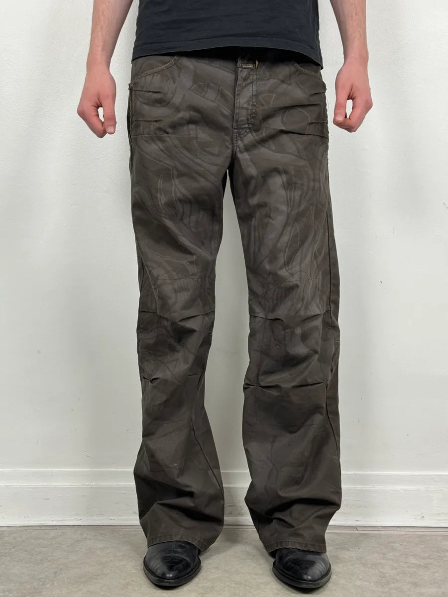 2000s Marithé + François Girbaud Brown Nylon Tattoo Large Pants fvQeQgQ 1