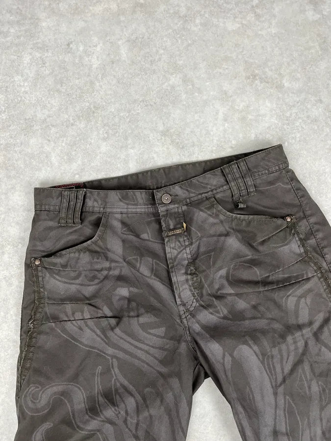 2000s Marithé + François Girbaud Brown Nylon Tattoo Large Pants fvQeQgQ 5