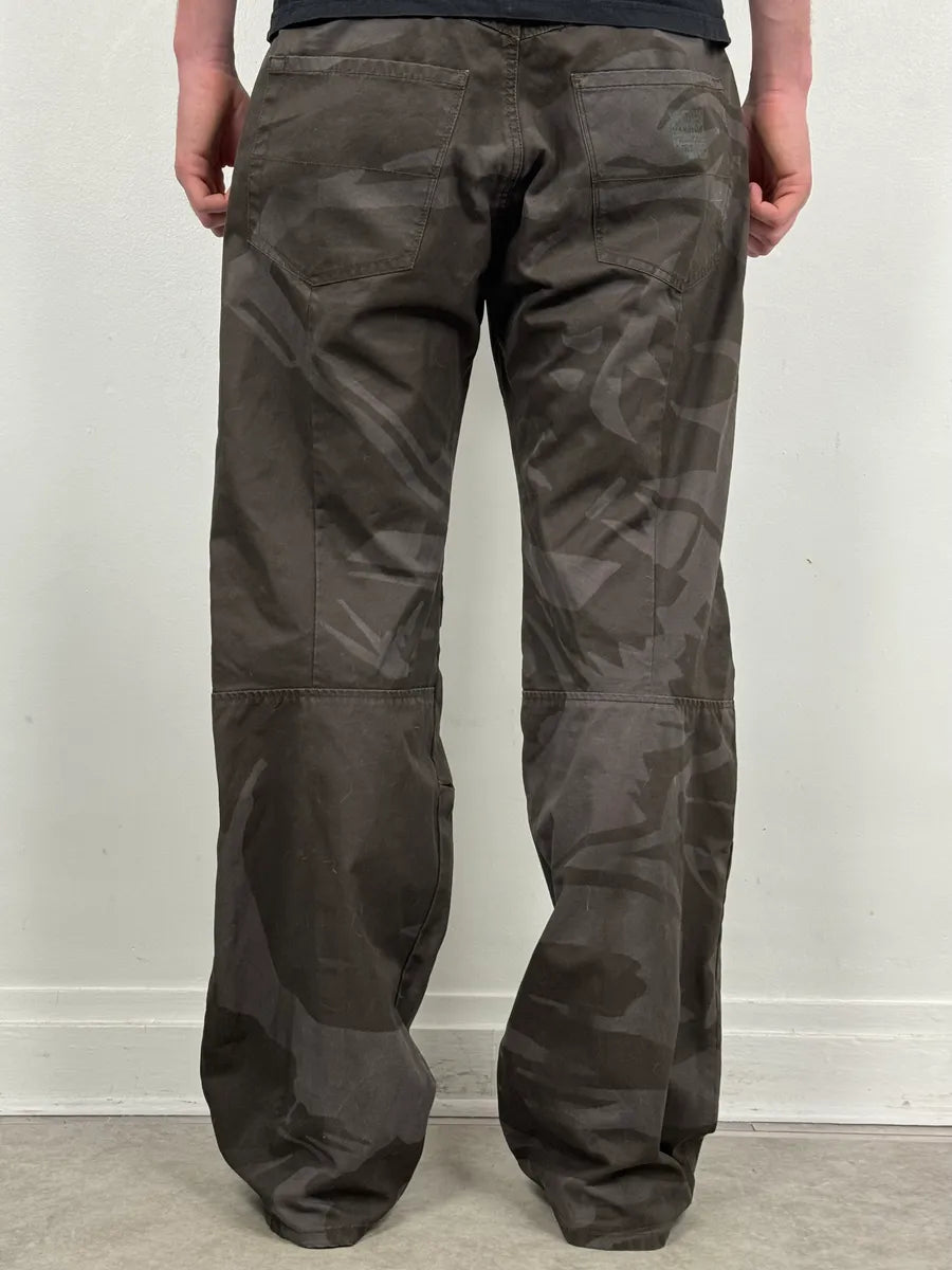 2000s Marithé + François Girbaud Brown Nylon Tattoo Large Pants fvQeQgQ 3