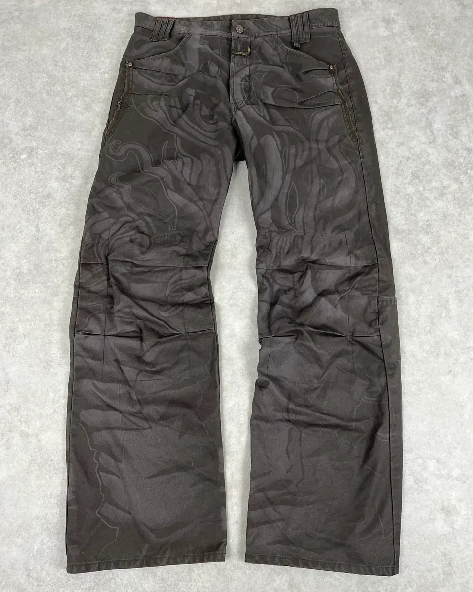 2000s Marithé + François Girbaud Brown Nylon Tattoo Large Pants fvQeQgQ 0