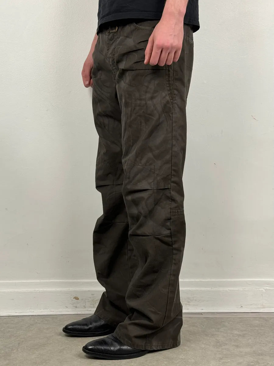 2000s Marithé + François Girbaud Brown Nylon Tattoo Large Pants fvQeQgQ 2