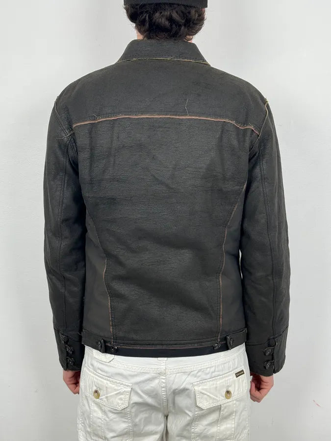 1990s Marithé + François Girbaud Avant-Garde Brut Grey Leather Jacket  AfRYCEo 2