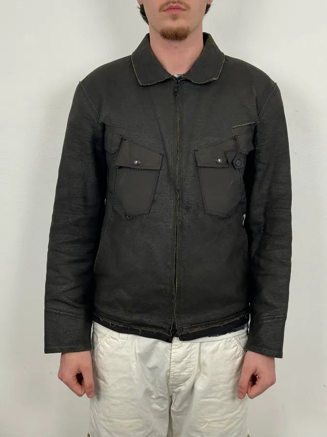 1990s Marithé + François Girbaud Avant-Garde Brut Grey Leather Jacket  AfRYCEo 1