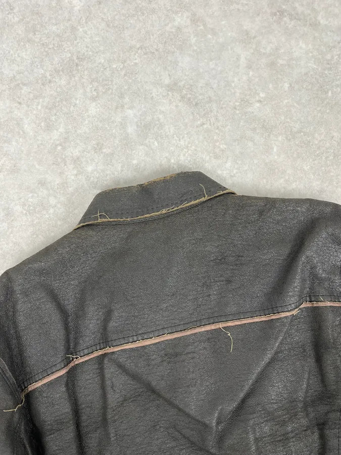 1990s Marithé + François Girbaud Avant-Garde Brut Grey Leather Jacket  AfRYCEo 6