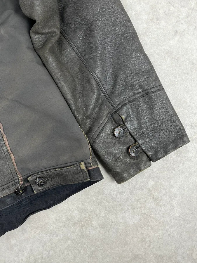1990s Marithé + François Girbaud Avant-Garde Brut Grey Leather Jacket  AfRYCEo 10