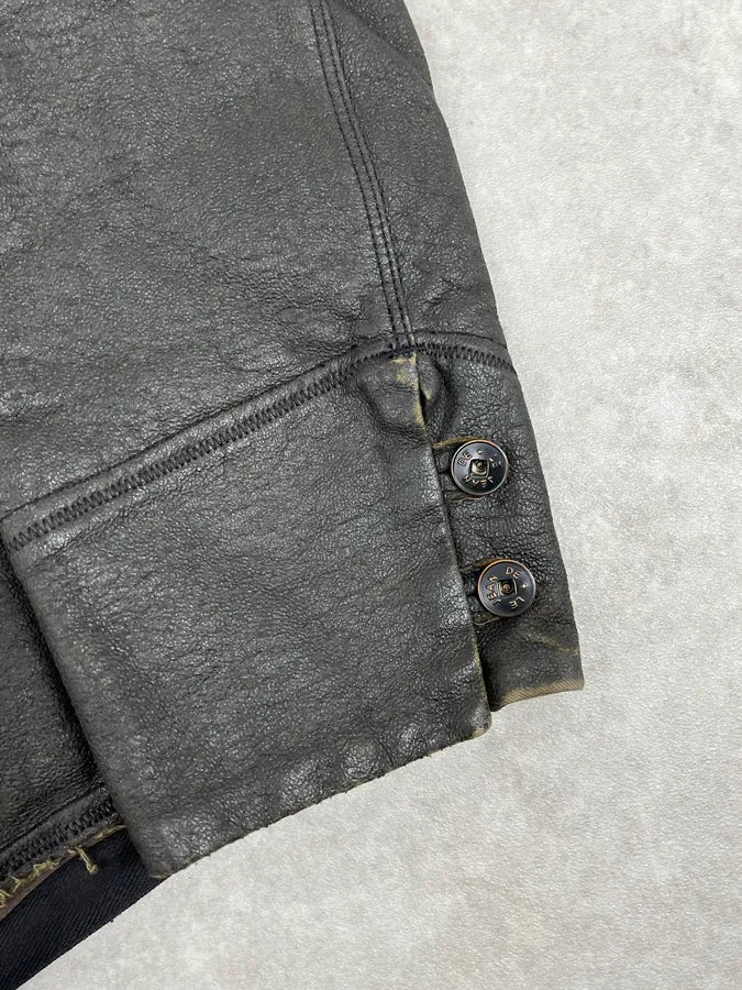 1990s Marithé + François Girbaud Avant-Garde Brut Grey Leather Jacket  AfRYCEo 8