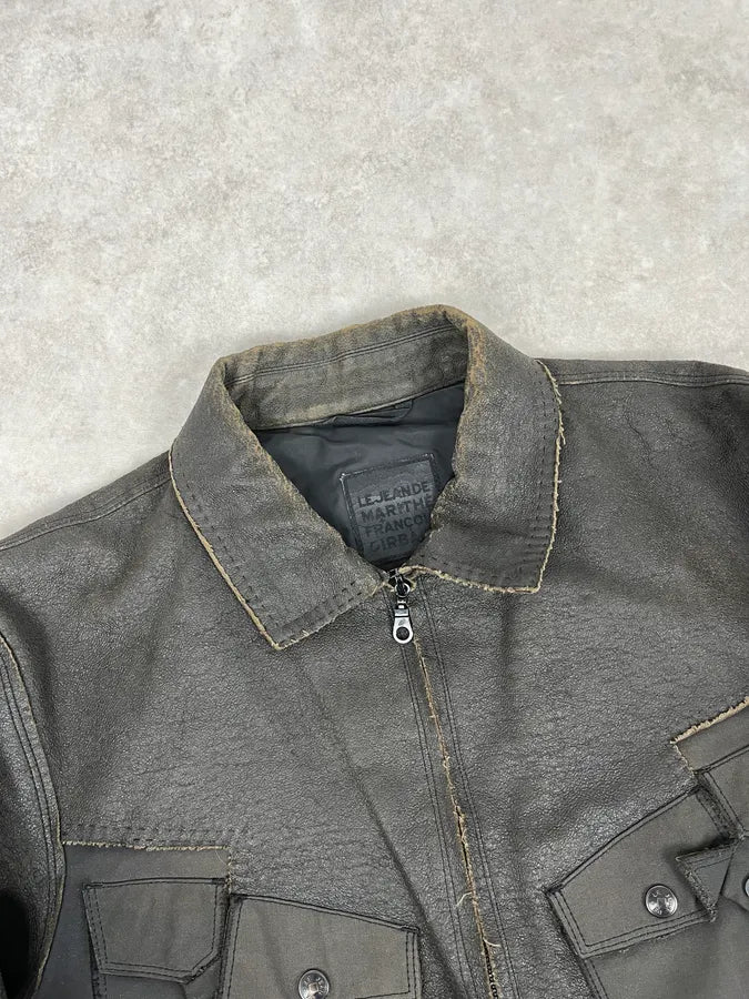 1990s Marithé + François Girbaud Avant-Garde Brut Grey Leather Jacket  AfRYCEo 4