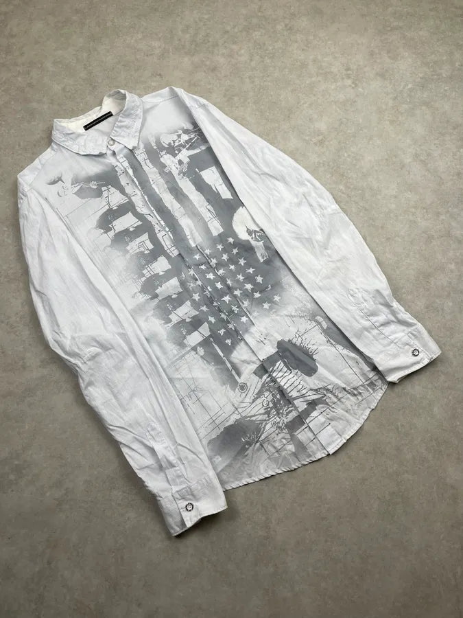 2000s Marithé + François Girbaud White USA Flag Graphic Shirt nEdjruM 4