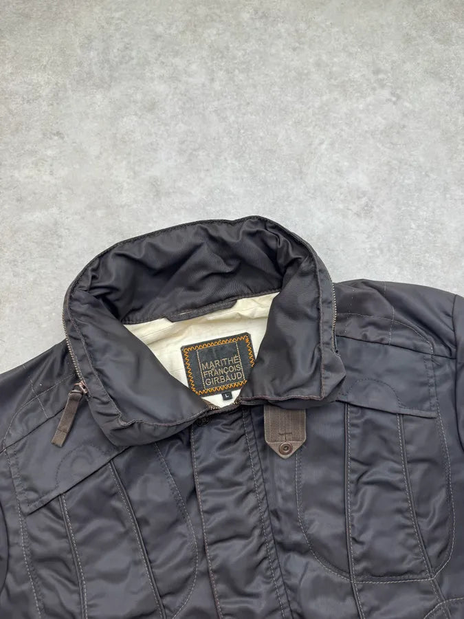 2000s Marithé + François Girbaud Dark Grey Tron Contrast Nylon Bomber Jacket mDRwxas 4