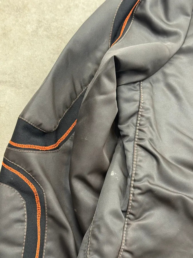 2000s Marithé + François Girbaud Dark Grey Tron Contrast Nylon Bomber Jacket mDRwxas 9
