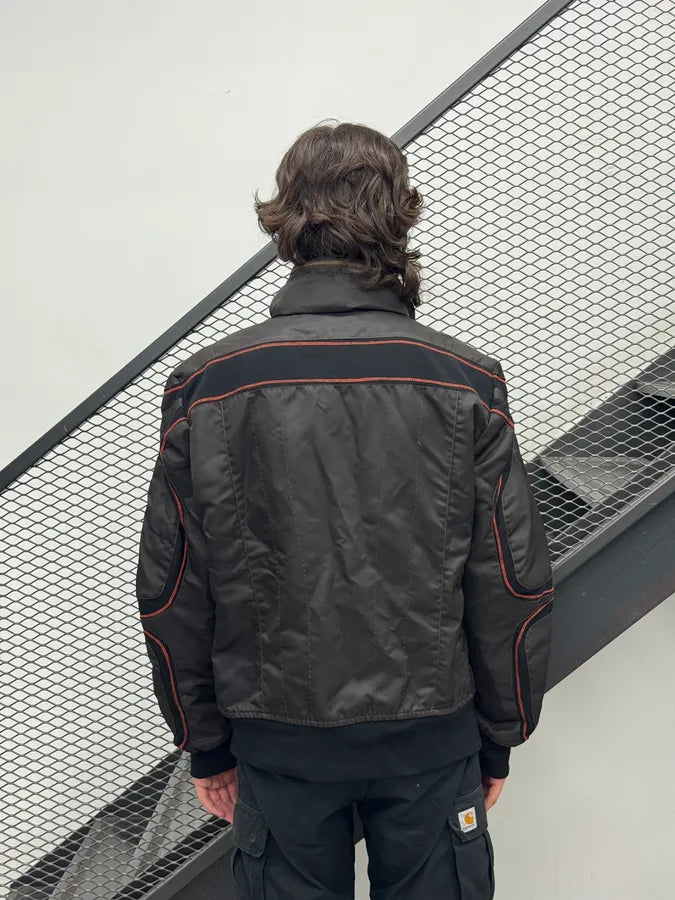 2000s Marithé + François Girbaud Dark Grey Tron Contrast Nylon Bomber Jacket mDRwxas 2