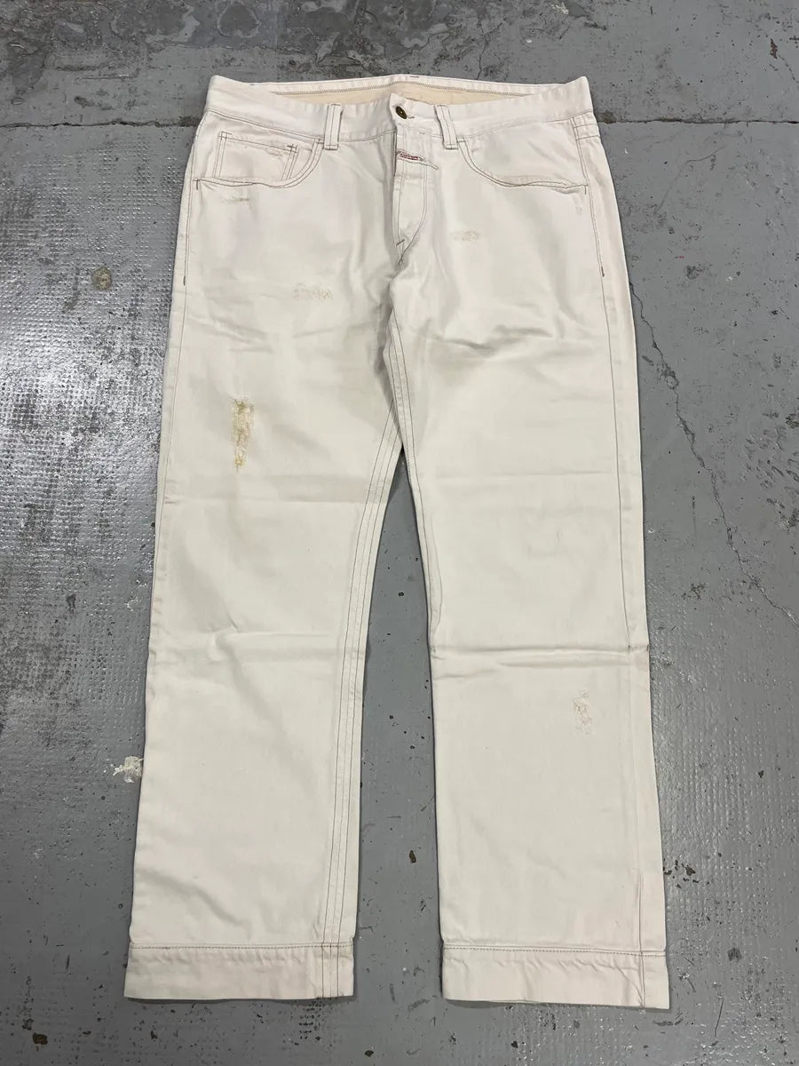 1990s Marithé + François Girbaud Distressed White Jeans ejsTmSP 0