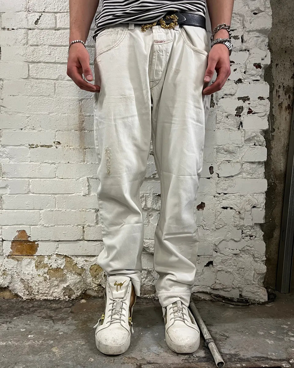 1990s Marithé + François Girbaud Distressed White Jeans ejsTmSP 1