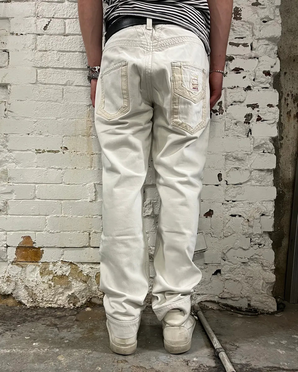 1990s Marithé + François Girbaud Distressed White Jeans ejsTmSP 3