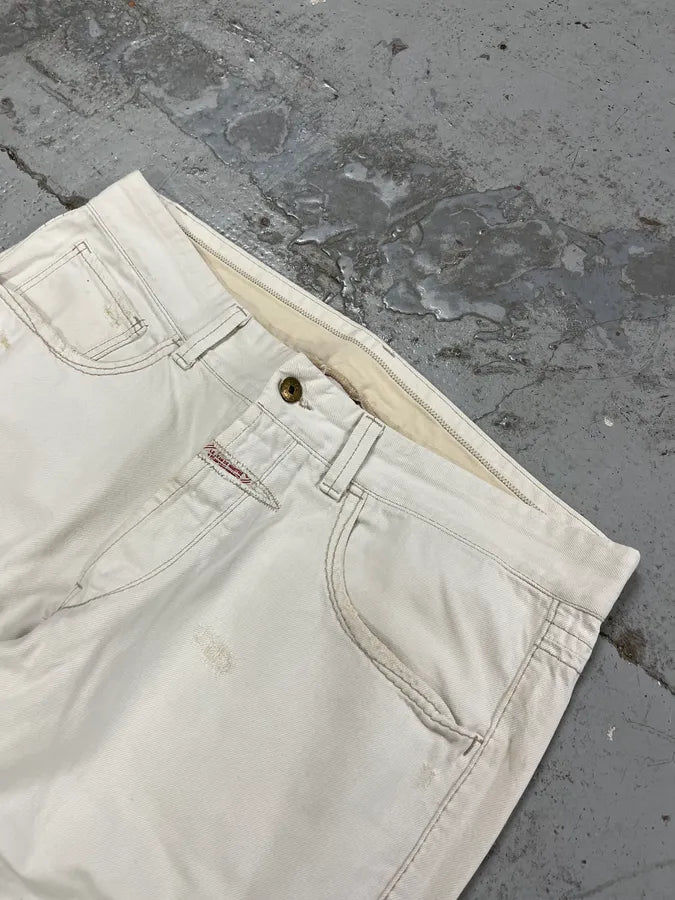 1990s Marithé + François Girbaud Distressed White Jeans ejsTmSP 5